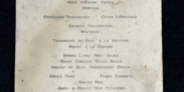 A First-Class Dinner Menu From the Titanic Is Up For Auction