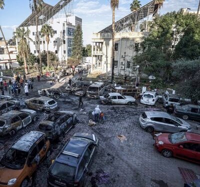 What caused the explosion at the Gaza hospital?