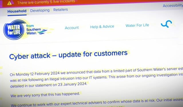 UK utility giant Southern Water says hackers stole personal data of hundreds of thousands of customers