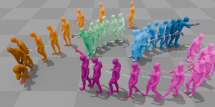 Data-driven model generates natural human motions for virtual avatars