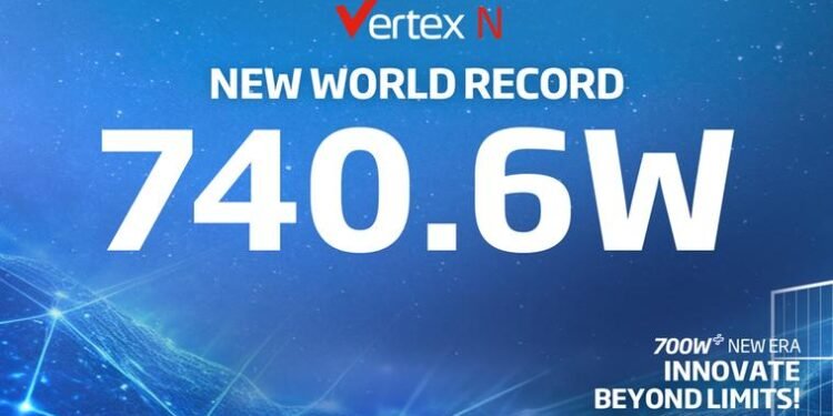 Trina Solar’s n-Type i-Topcon module sets 26th world record with 740.6W power output