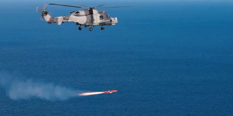 Royal Navy Wildcat Helicopter Fires Sea Venom Missile for First Time