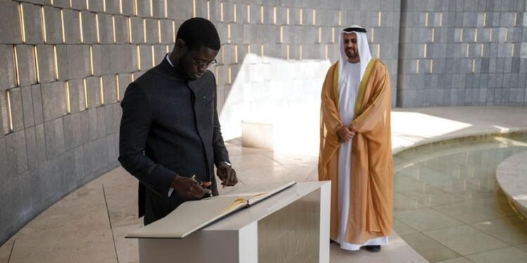 Theyab bin Mohamed bin Zayed receives President of Senegal at Wahat Al Karama