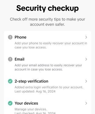 TikTok rolls out a ‘Security Checkup’ tool to help users secure their accounts