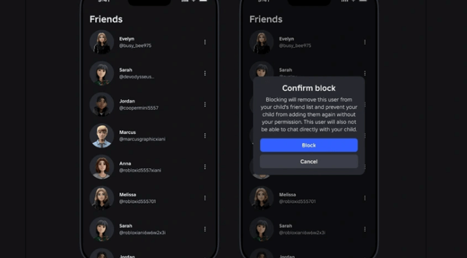 Roblox enables parents to block experiences and friends
