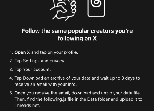 Threads is testing a feature that lets you follow the same creators you follow on X