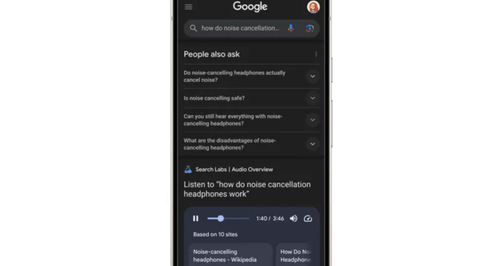 Google tests Audio Overviews for Search queries