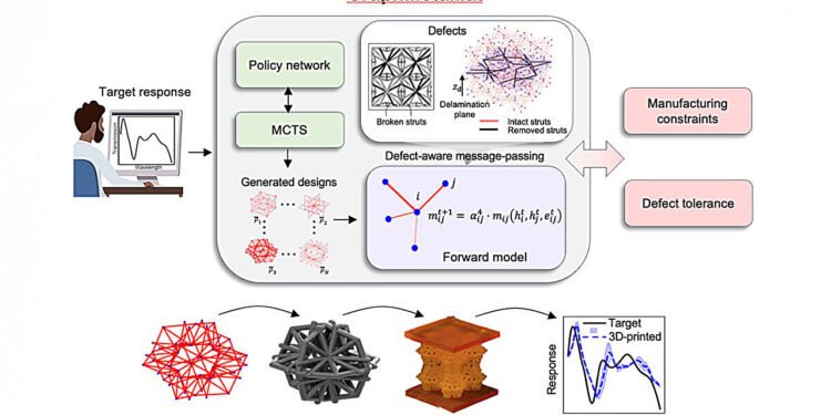 AI-driven framework creates defect-tolerant metamaterials with complex functionality