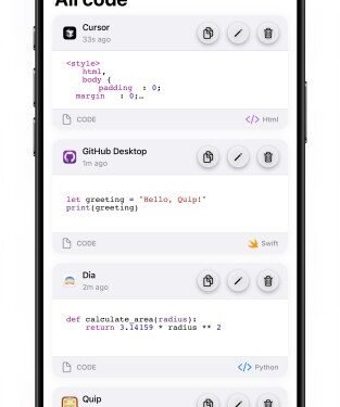 Quip is a smart clipboard management app for iOS and Mac