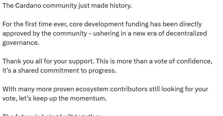 Cardano Development Proposal Secures $71 Million From Treasury