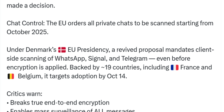 EU Proposal To Scan All Private Messages Gains Momentum