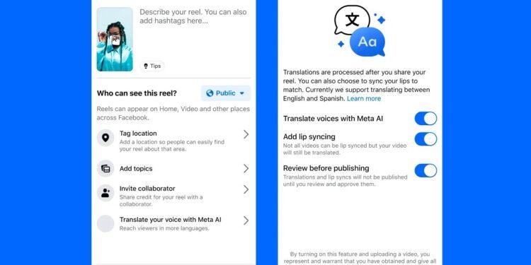 Meta rolls out AI-powered translations to creators globally, starting with English and Spanish