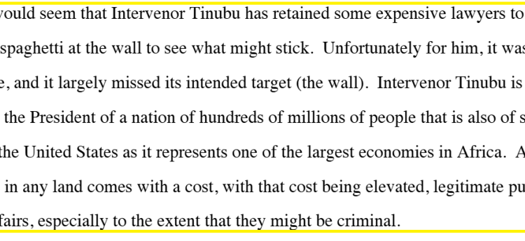 Bola Tinubu Intervenes in FOIA Lawsuit, Asks U.S. Court to Block FBI, DEA Release Of His Unredacted Records