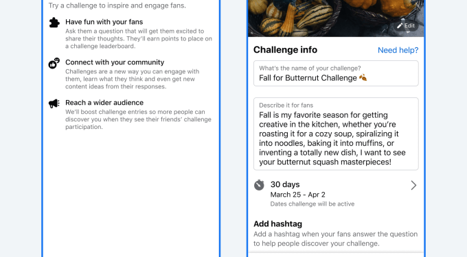 Facebook adds fan challenges, custom badges for creators