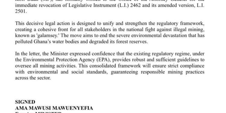 Ghana’s Environment Ministry Moves to Revoke Mining Law in Fight Against Illegal Mining “Galamsey”