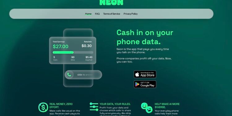 Neon, the No. 2 social app on the Apple App Store, pays users to record their phone calls and sells data to AI firms