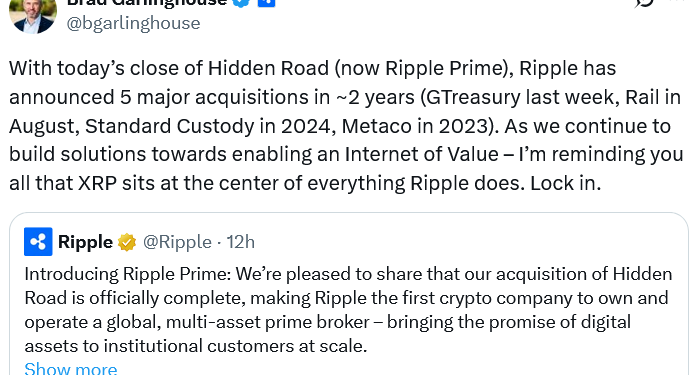 Ripple Closes $1.25 Billion Hidden Road Acquisition