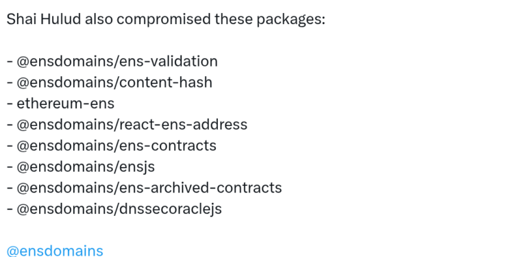 New NPM Supply-Chain Attack Compromises ENS and Crypto Code