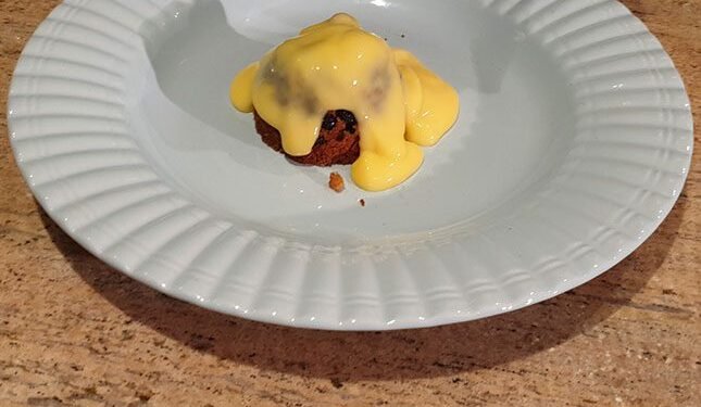 An indulgent, fruit-filled Christmas pudding