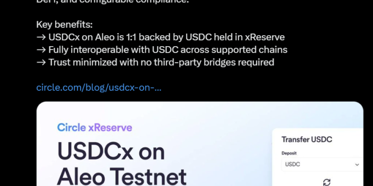 Circle Develops Privacy-Focused USDCx With Aleo