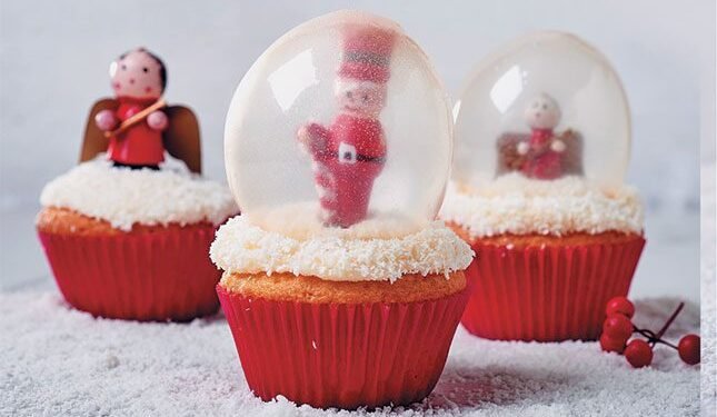 Coconut snow-globe cupcakes