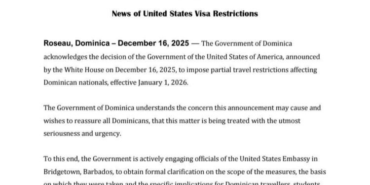 Government of Dominica seeks clarification and dialogue with United States on Presidential Proclamation