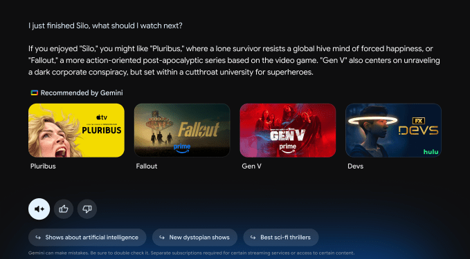 Google previews new Gemini features for TV at CES 2026