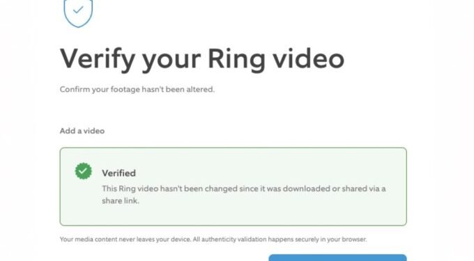 Ring is adding a new content verification feature to videos