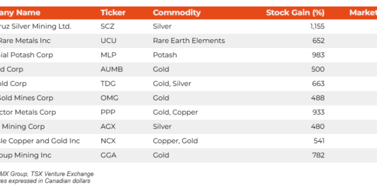 Gold, rare earths top TSXV’s performers