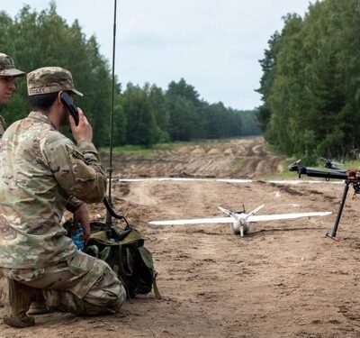 The Army is writing the book on using small drones in a tank formation
