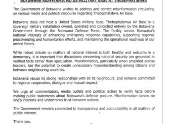 Africa’s top diamond producer Botswana shuts down U.S. base rumors at key air base