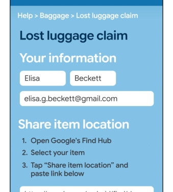 Android users can now share tracker tag info with airlines to help locate lost luggage